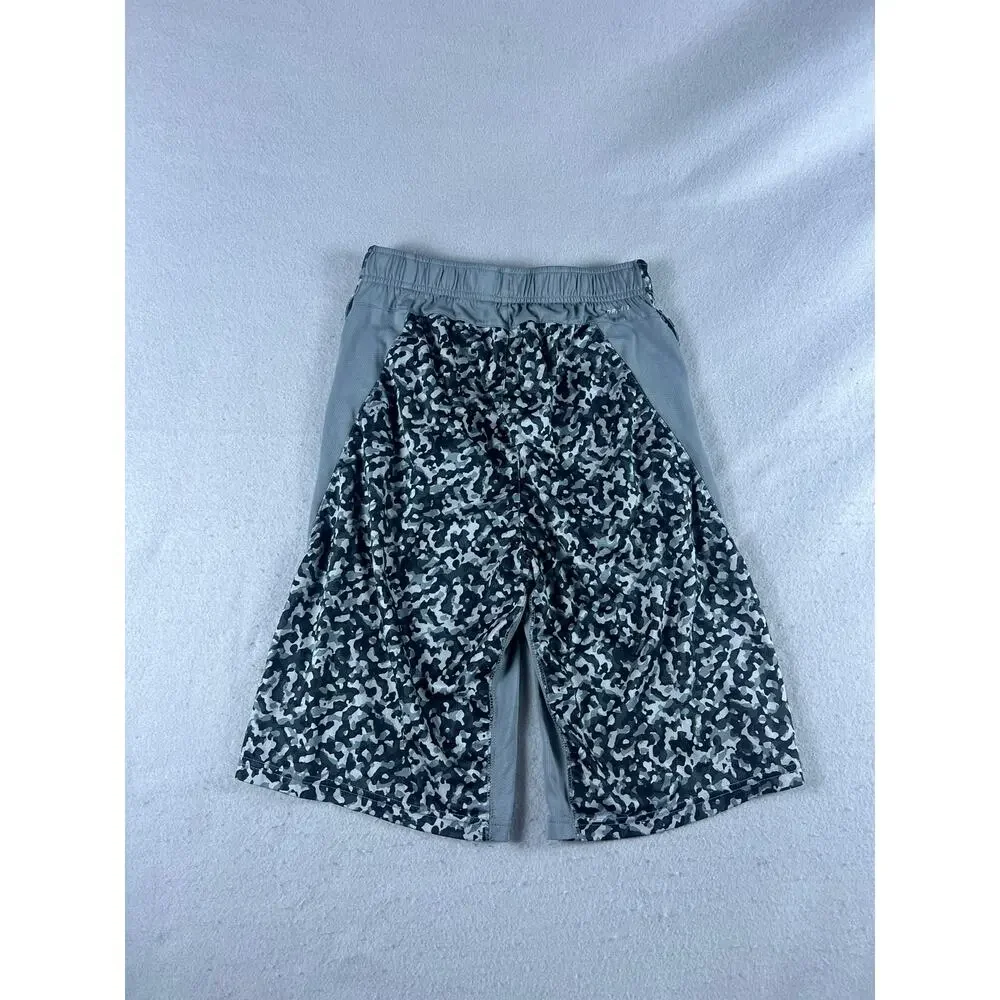 Nike Dri-FIT Basketball Shorts Boys XL Gray Black Camo Relaxed Volt Yellow Sport